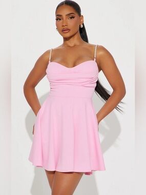 Fashion Nova Pink Sleeveless Fit & Flare Mini Dress